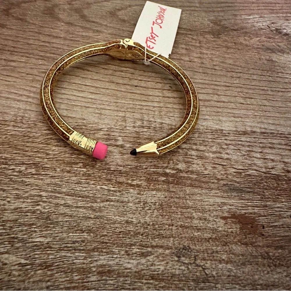 Betsey Johnson Gold Pencil Hinged Bracelet